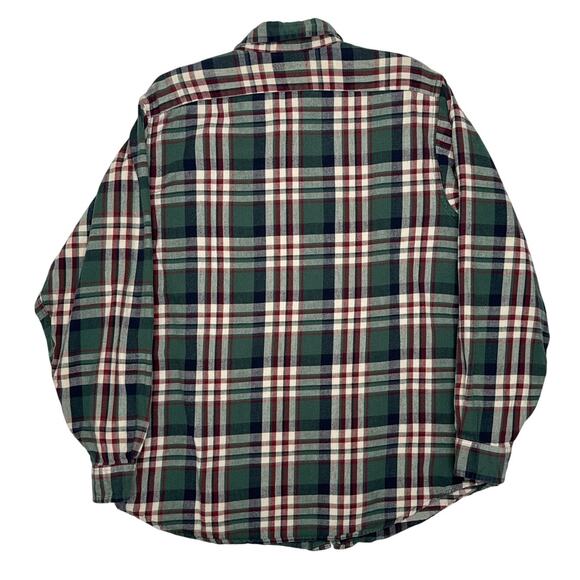 Vintage L.L. Bean USA green red Plaid Flannel Shirt Women’s Medium 80s/90s - Picture 3 of 13
